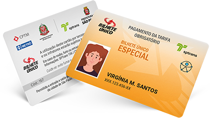 Dois Bilhetes Único Especial da Gestante, um ilustrando a frente e outro o verso. 