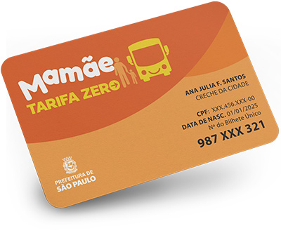 Imagem de um Bilhete Único Mamãe Tarifa Zero