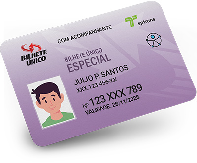 Imagem de um Bilhete Único Especial Pessoa com Deficiência